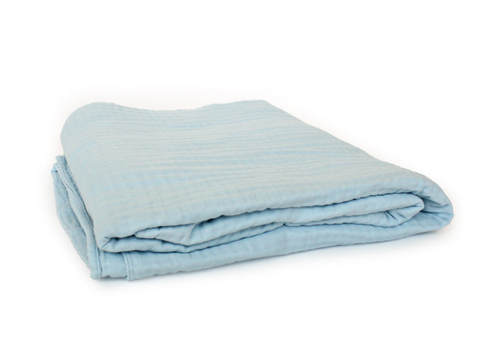 Crinkle muslin twin blanket blue