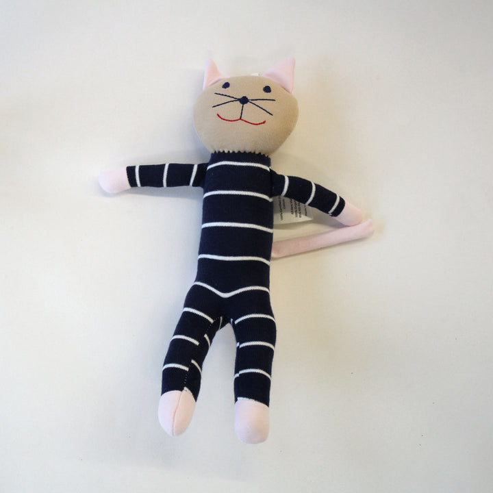 Under the Nile organic cotton baby toy Cat-shaped plush toy with striped body 
