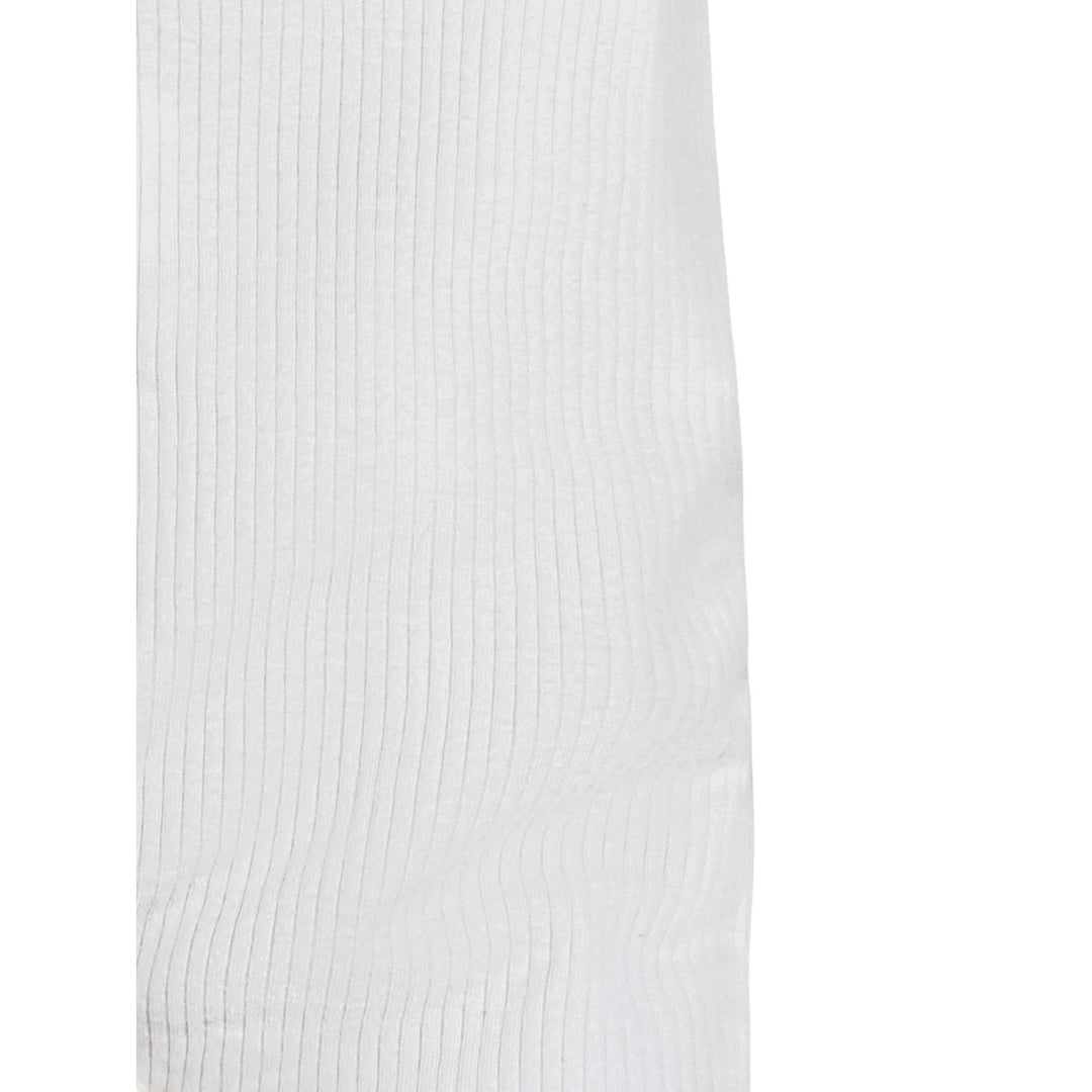 White ribbed knit fabric on a white background