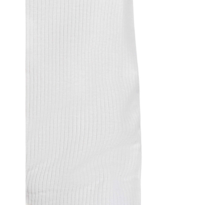White ribbed knit fabric on a white background
