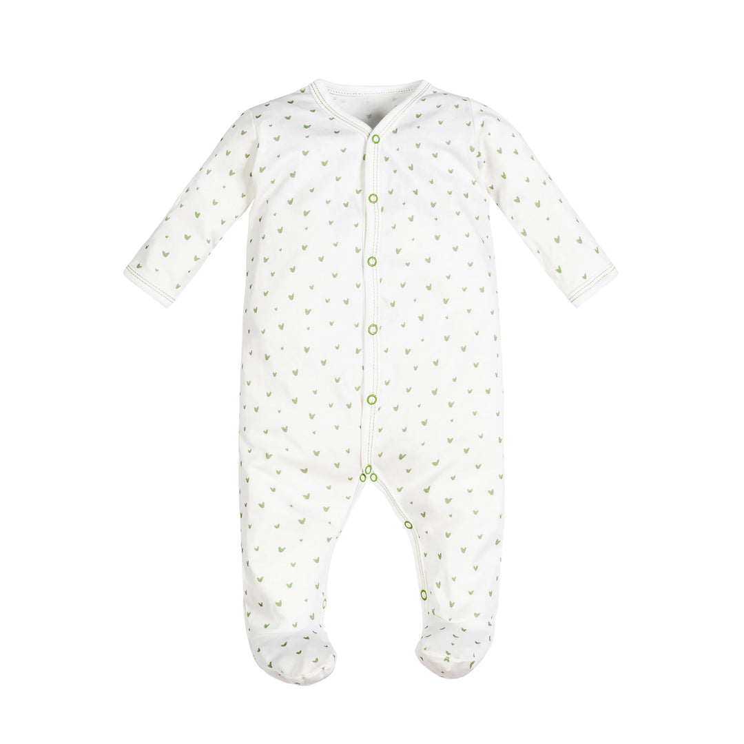 organic baby footie hearts