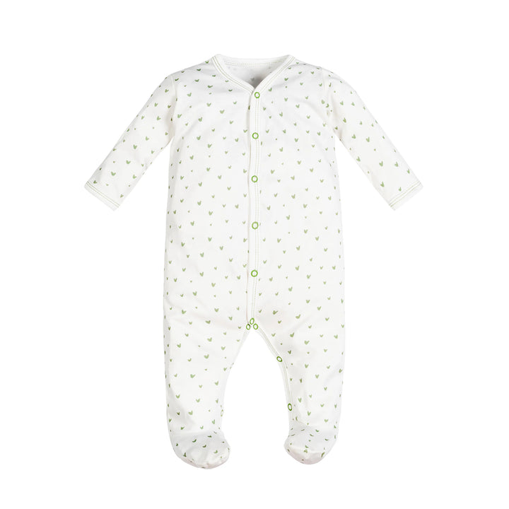 organic baby footie hearts