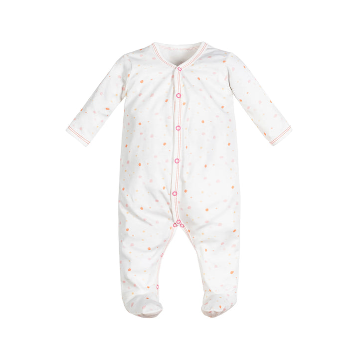 Under the nile organic cotton baby snap footie pajamas pink dots
