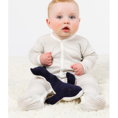 baby with cotton whale toy