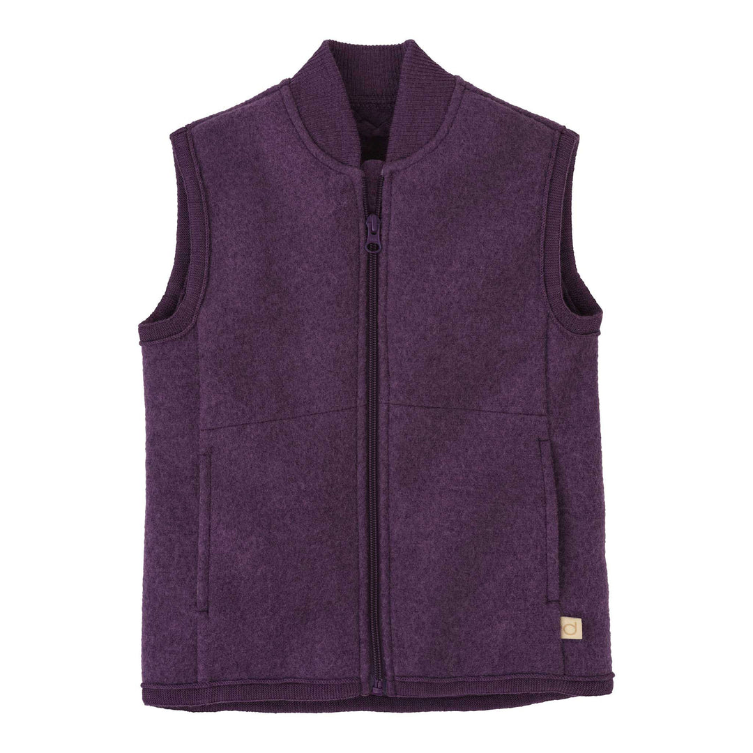 disana boiled wool childrens vest aubergine