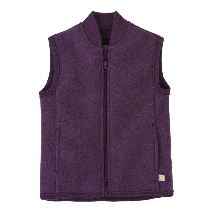 disana boiled wool childrens vest aubergine