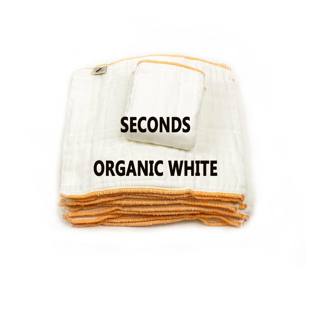 Cloth-eez Prefold Diapers - Organic White - Seconds newborn