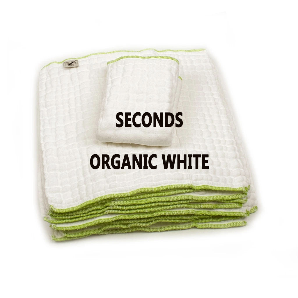 Cloth-eez Prefold Diapers - Organic White - SECONDS SALE