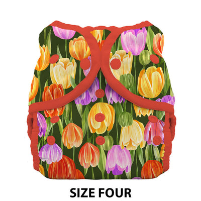 Thirsties Duo Wrap Snap Size Four Tulips