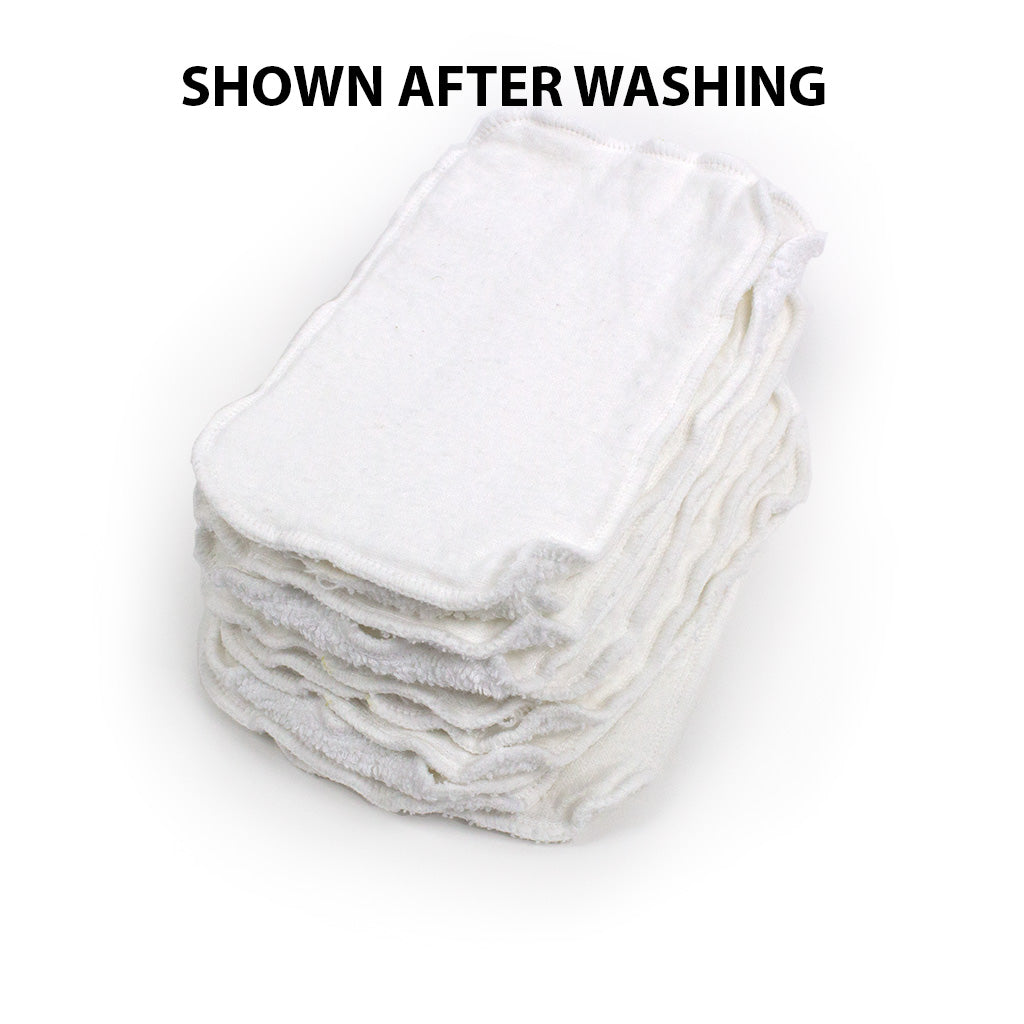two sided baby wipes shown after washing