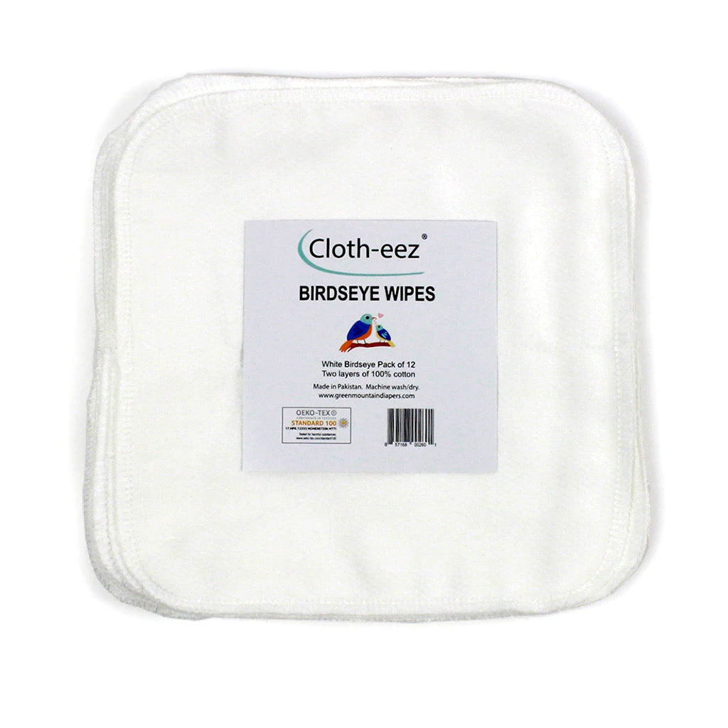 Cloth-eez white birdseye baby wipes