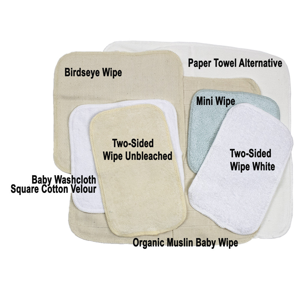 cloth-eez Wipes sampler each wipe labeled
